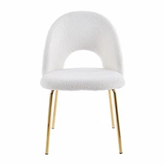 Cadeiriau bwyta ifori gyda choesau metel